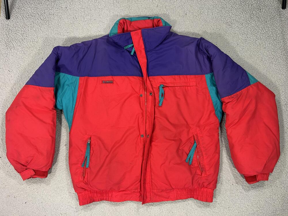 Vintage Columbia Jacket Mens Large Red Purple Colorblock Outdoor Bugaboo USA